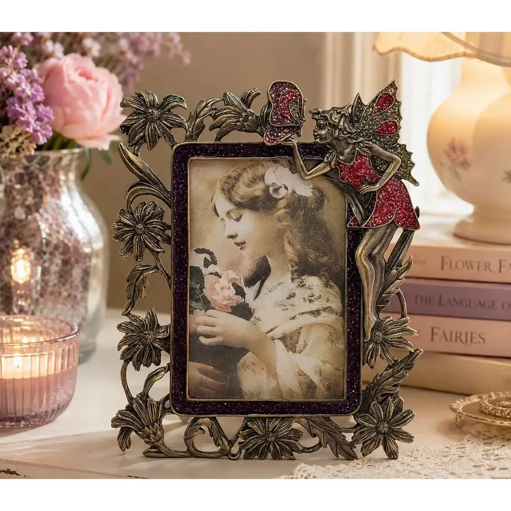 Fairy Glitter Photo Frame 3.5x5 Pink Purple Butterfly Floral Picture Frame